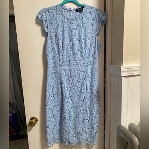 Women's Sleeveless Lace Floral Elegant Cocktail Dress Crew Neck Knee Length